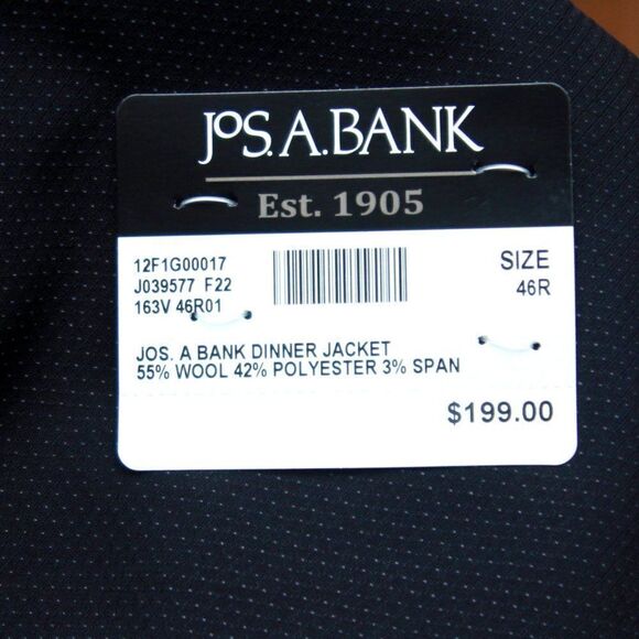 46R JOS A BANK Tailored Fit Satin Lapel Dinner Jacket Blazer C070556‎ - Picture 10 of 10